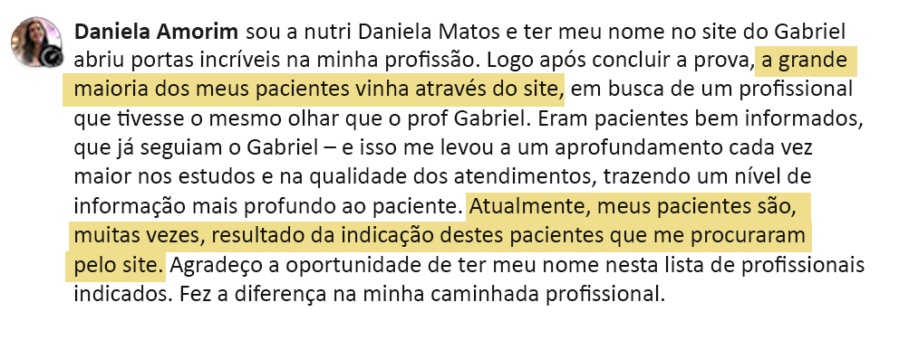 Depoimento 1 — Site de indicação profissional
